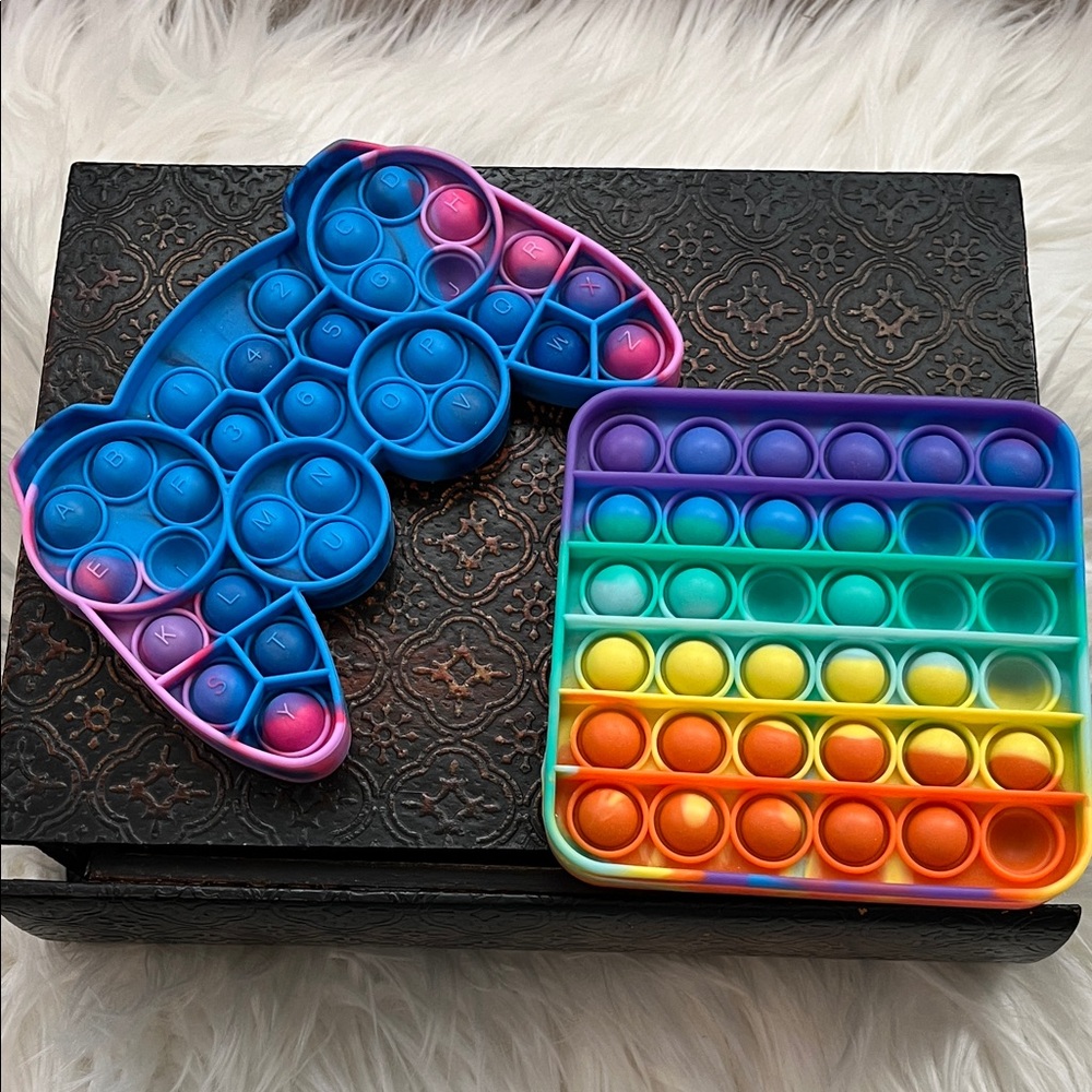Rainbow and Blue Pop It Fidget Toy Set